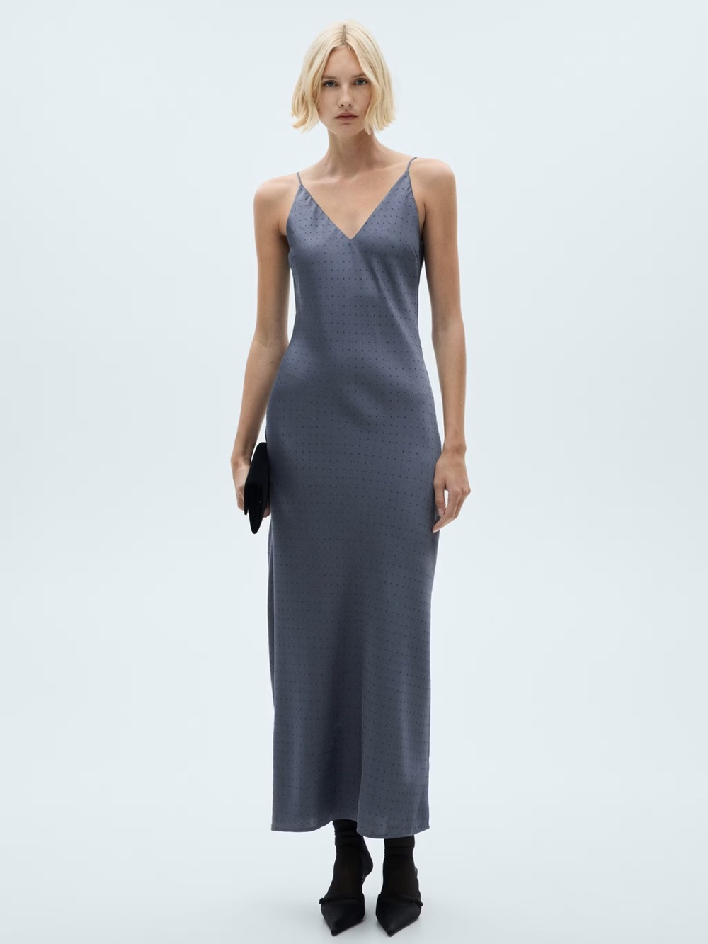 Mango Grey lingerie dress with rhinestone details NWT